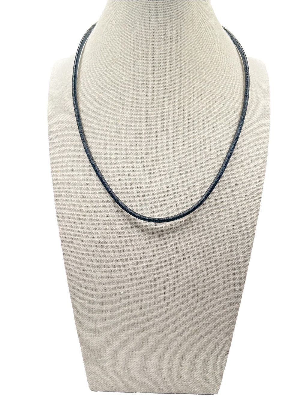 Vintage ATI China 925 Sterling Silver Black Leather Cord Choker Necklace